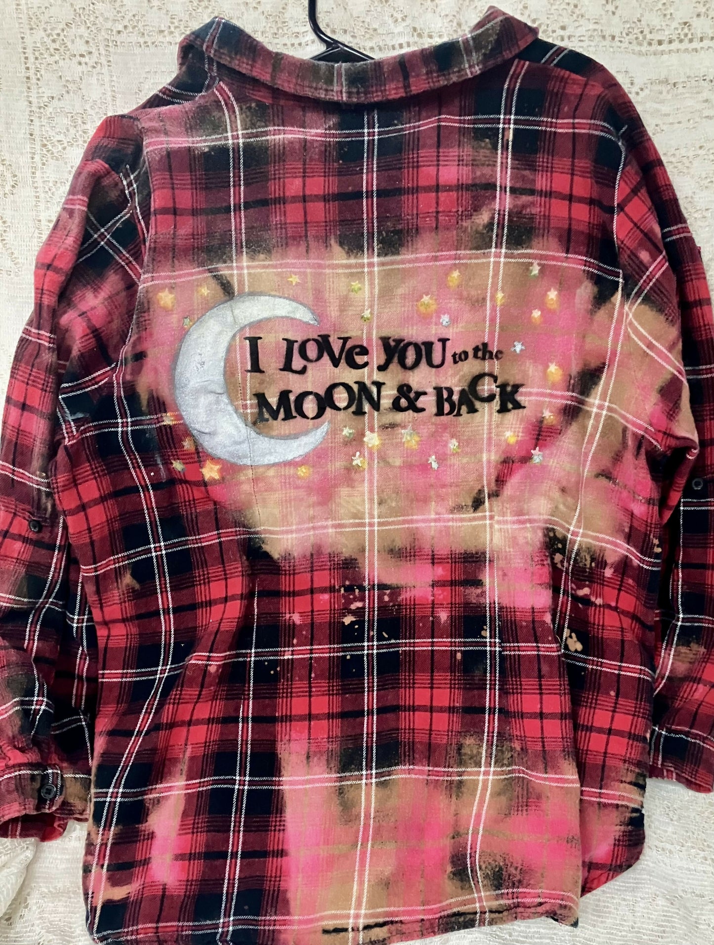 Hand bleached Flannel I love you #2713