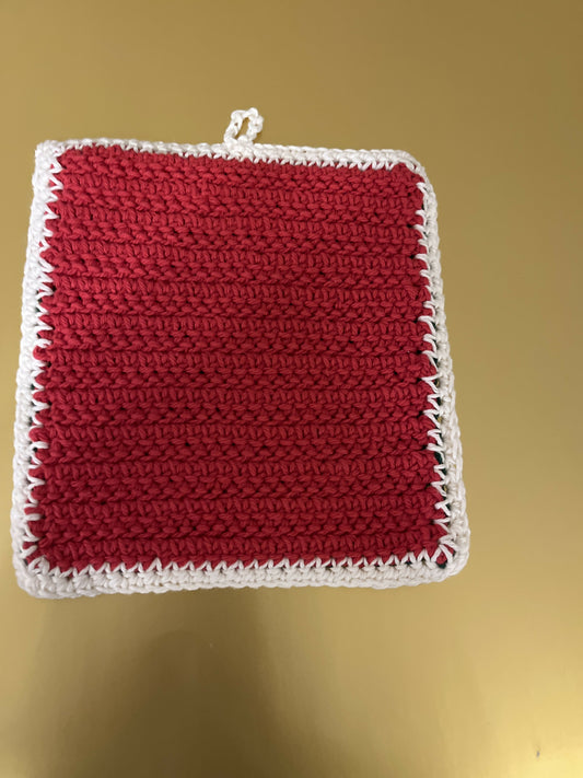 Crocheted Red/Green Pot Holder