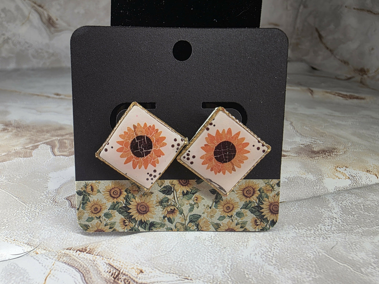 Geometric Sunflower Earrings