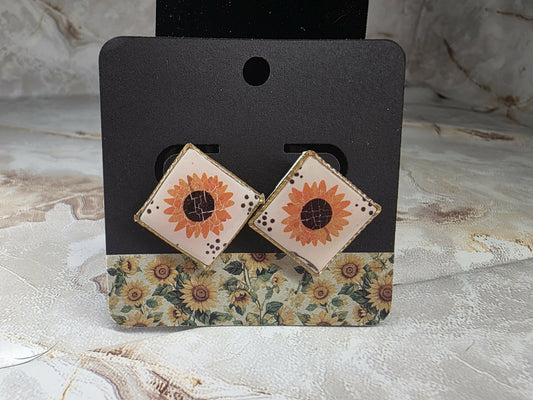 Geometric Sunflower Earrings