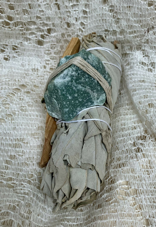 #1469 White sage, palo & aventurine