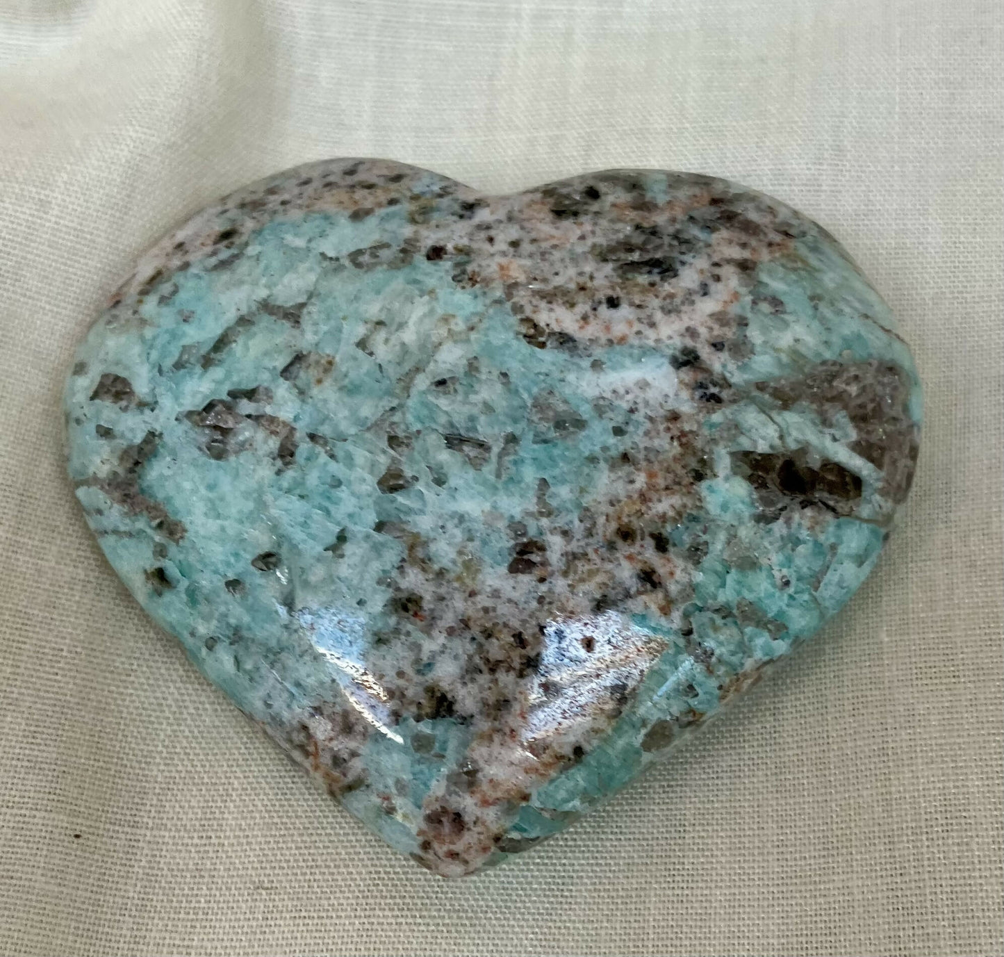 #3058 Amazonite & smoky quartz heart