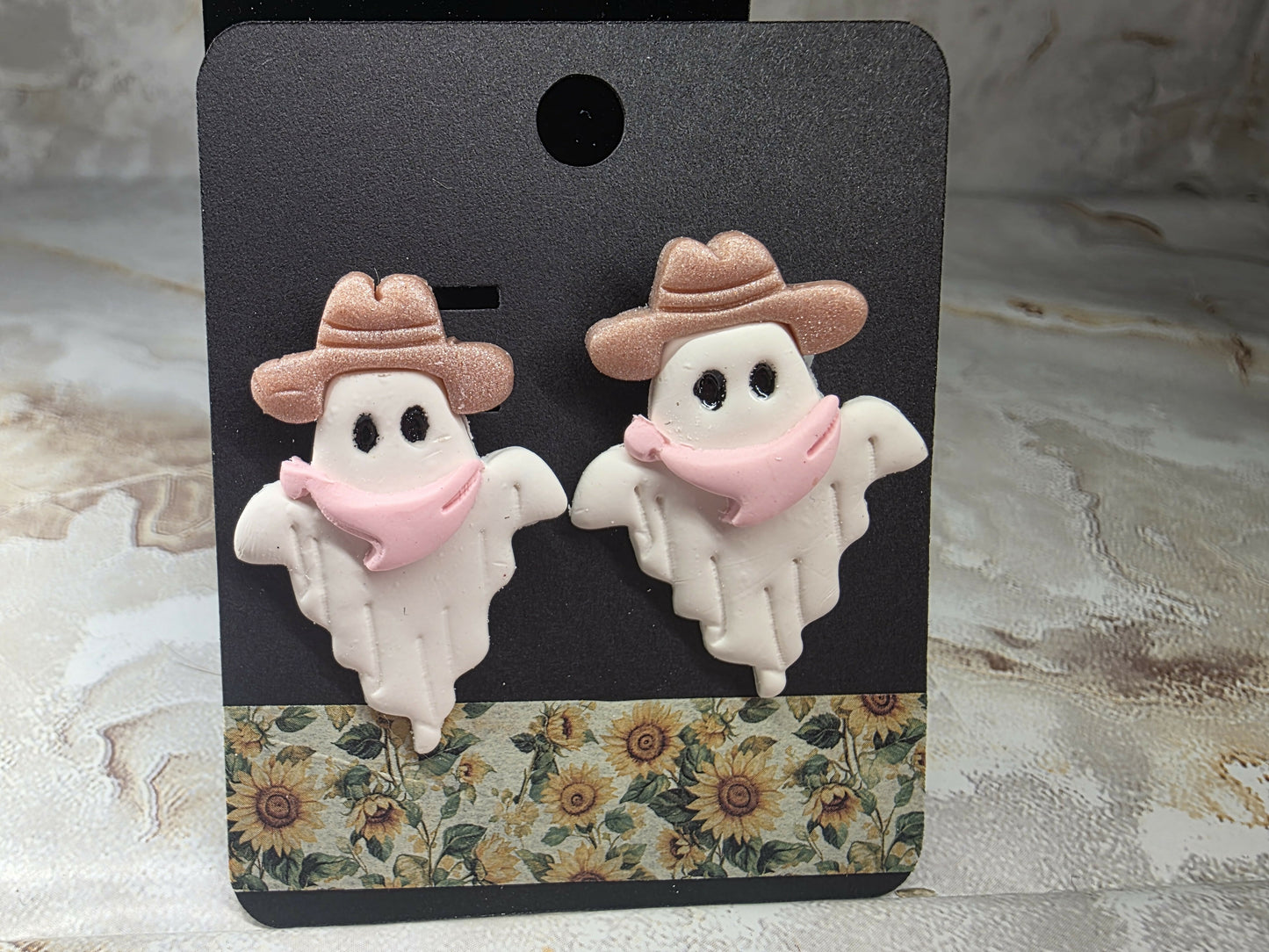 Large Pink Pony Ghost Earrings