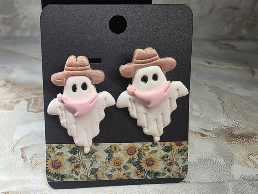 Large Pink Pony Ghost Earrings