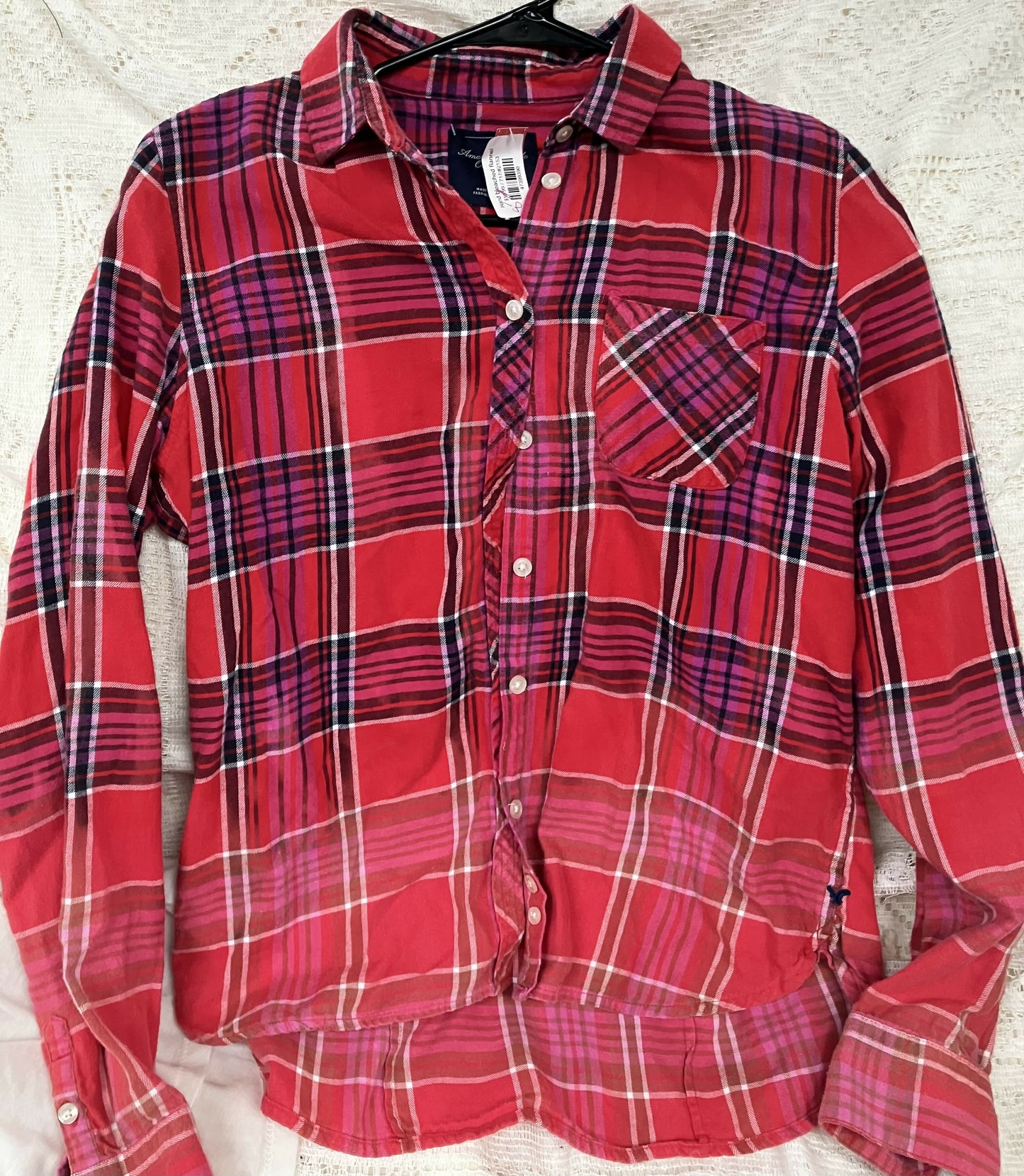 Hand bleached flannel/heart med #1349
