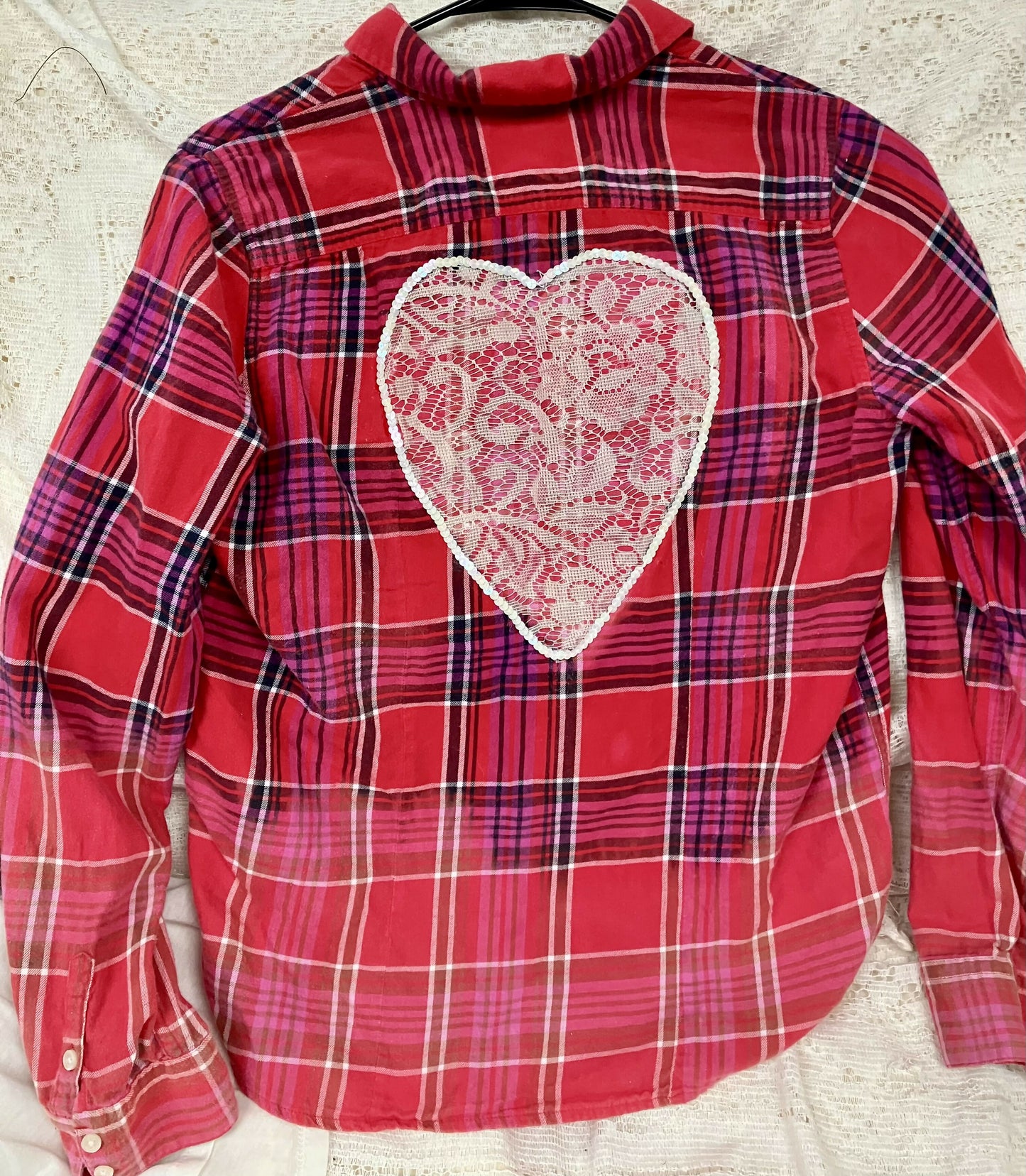 Hand bleached flannel/heart med #1349