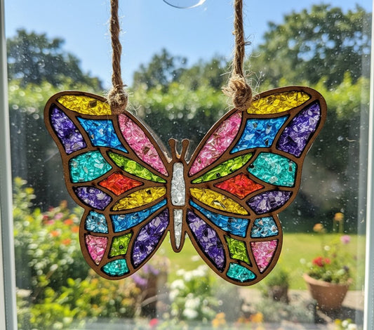 Butterfly Crushed Glass Sun Catcher