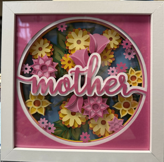 3D Mothers Day Shadowbox - pink/yellow