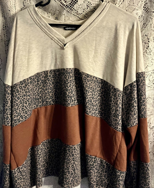 L/S leopard & rust top 2XL #2843