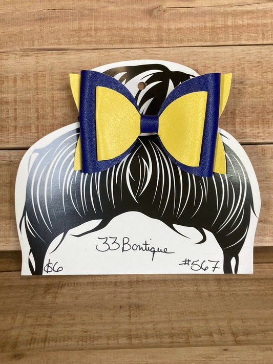 Blue and Yellow Hair Bow Ponytail