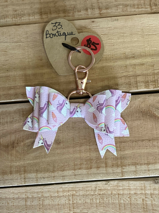 Unicorn and Ice-cream Bow Keychain