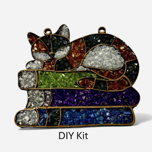DIY Kit - Cat on Books Sun Catcher