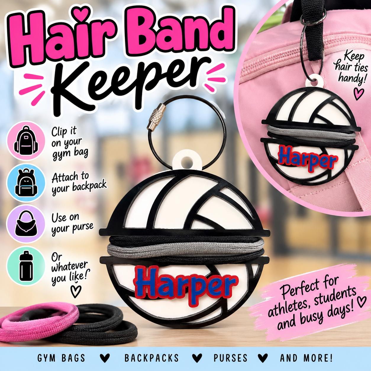 Hair Band/Hair Tie Keeper - Sports