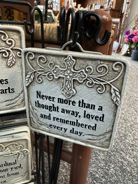 Memorial garden plaque with stake