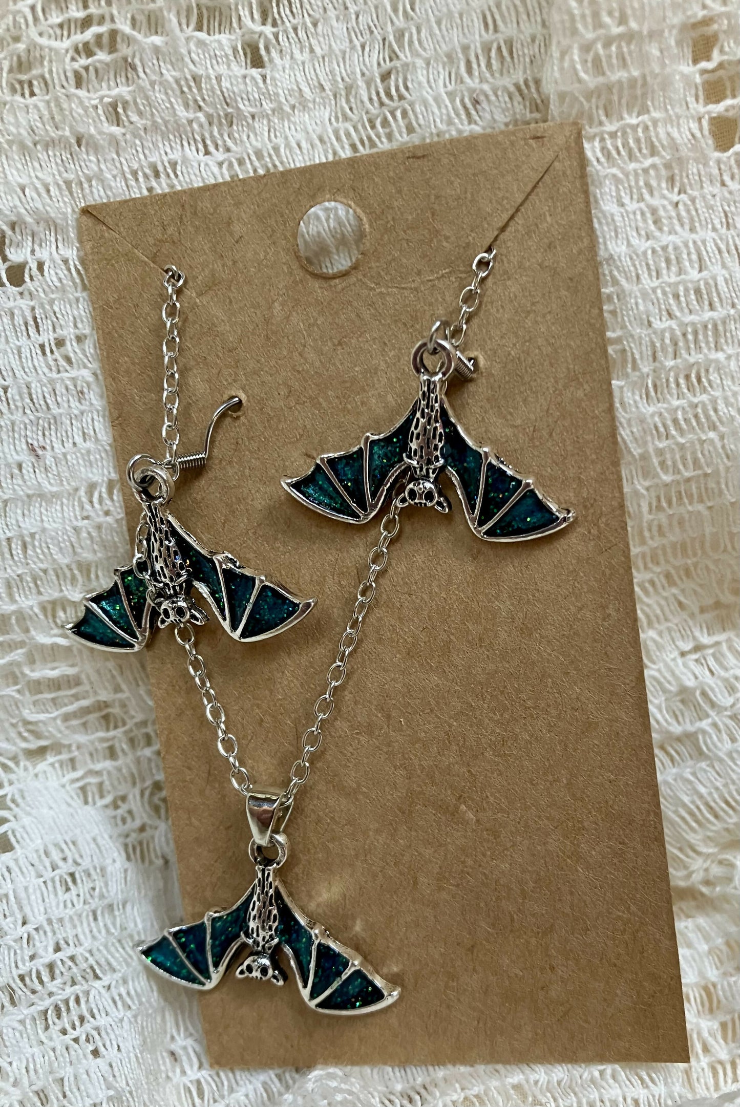 #1213 Bat necklace & earring set