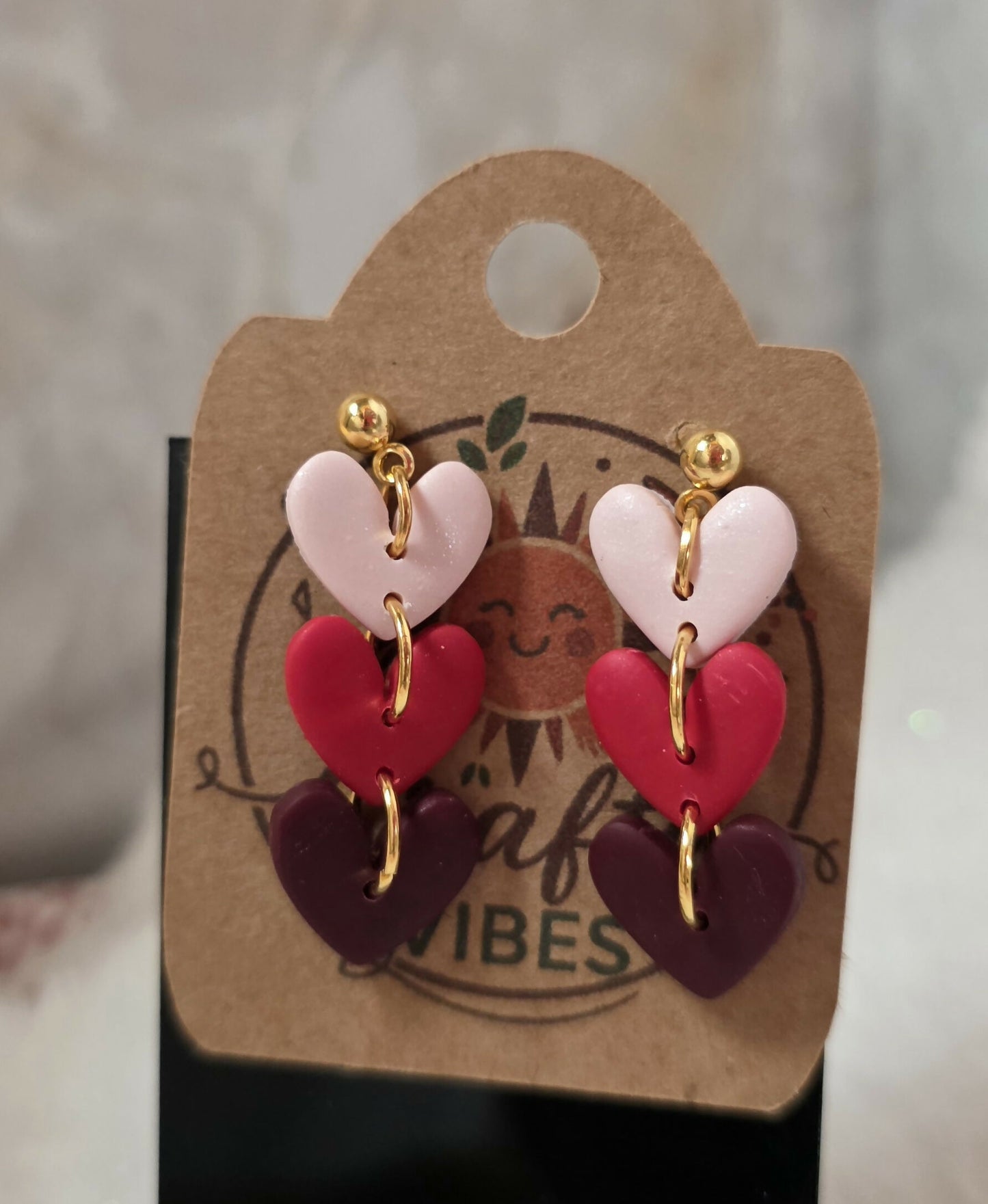 Multi Colored Heart Stud Dangle