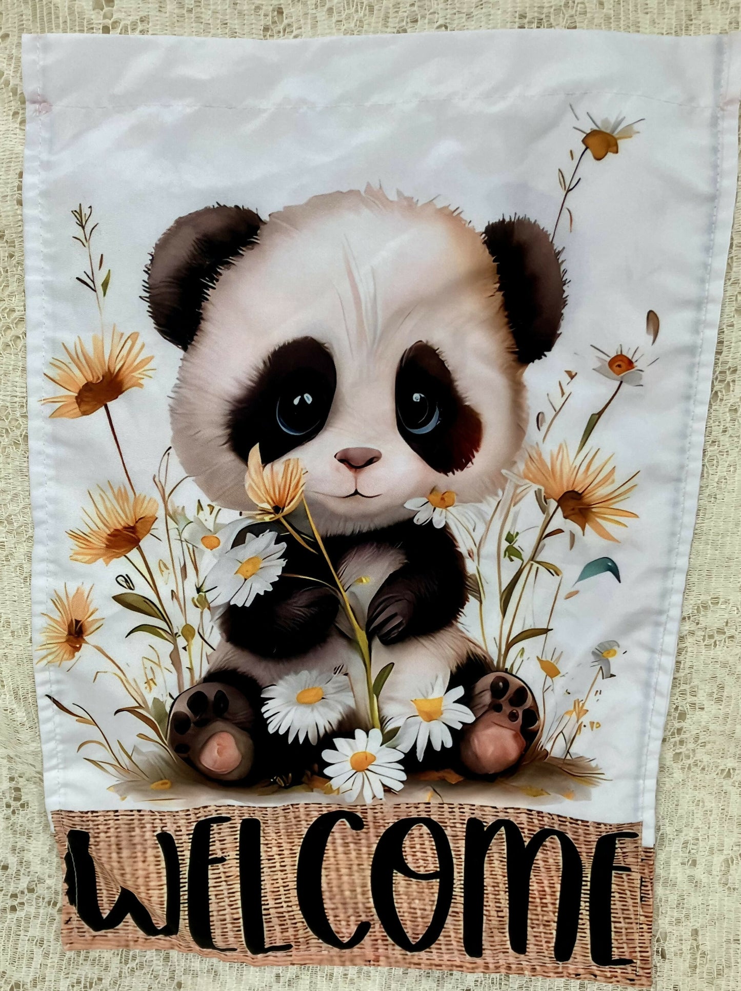 #2035 Panda/welcome yard flag
