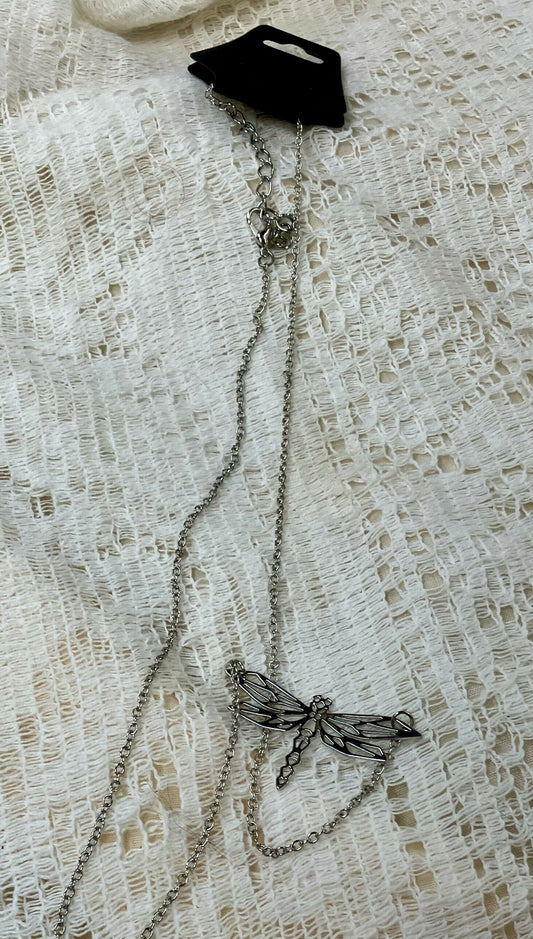#1846 Silver dragonfly necklace