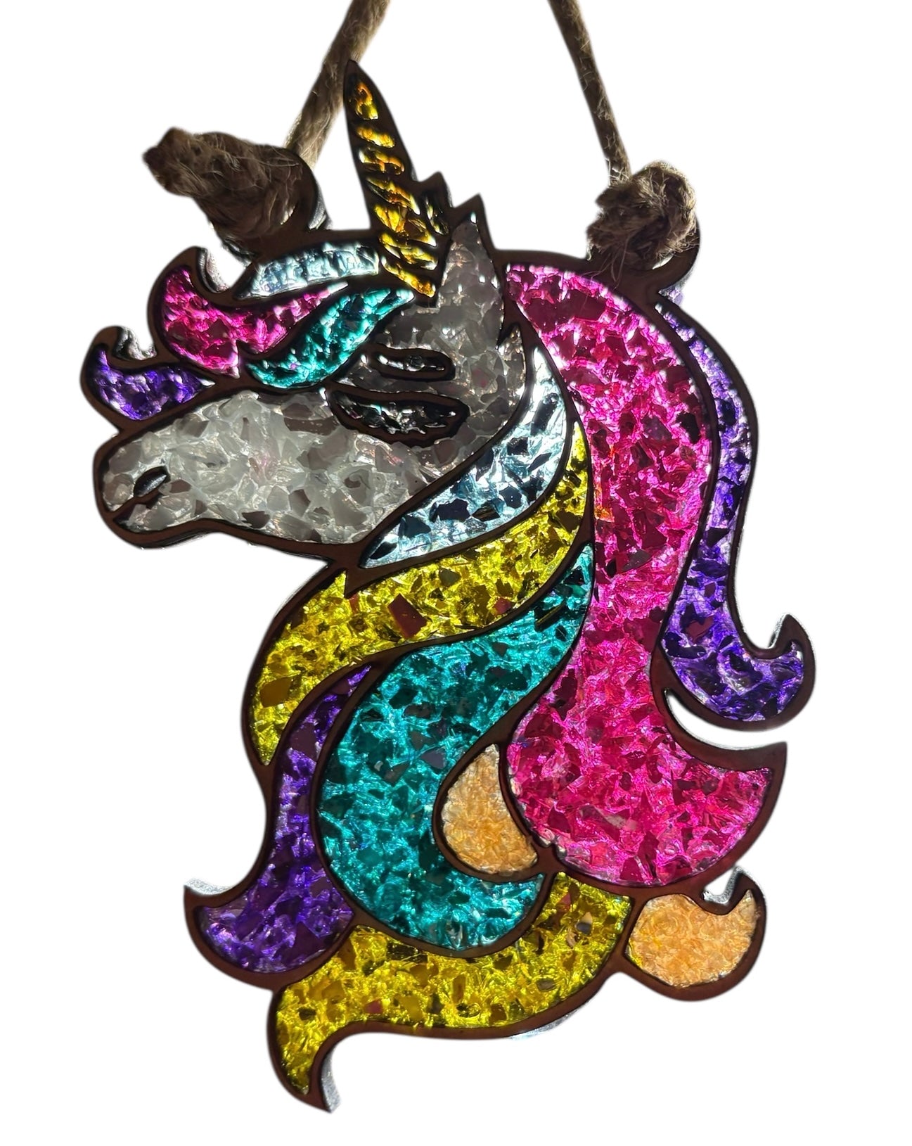 Unicorn Crushed Glass Sun Catcher