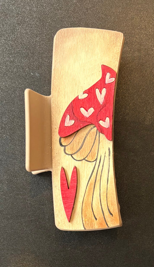 Mushroom with Hearts Hair Clip
