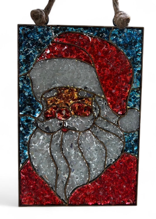 Santa Crushed Glass Sun Catcher