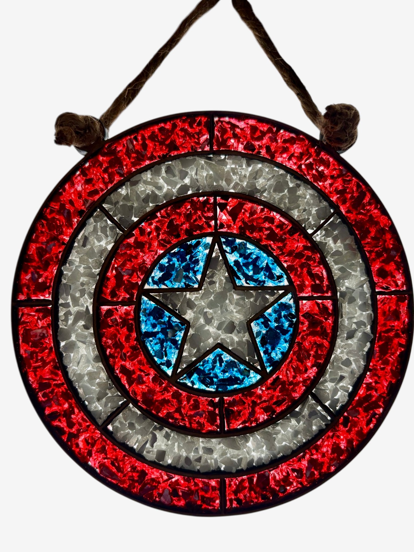 America Shield Crushed Glass Sun Catcher