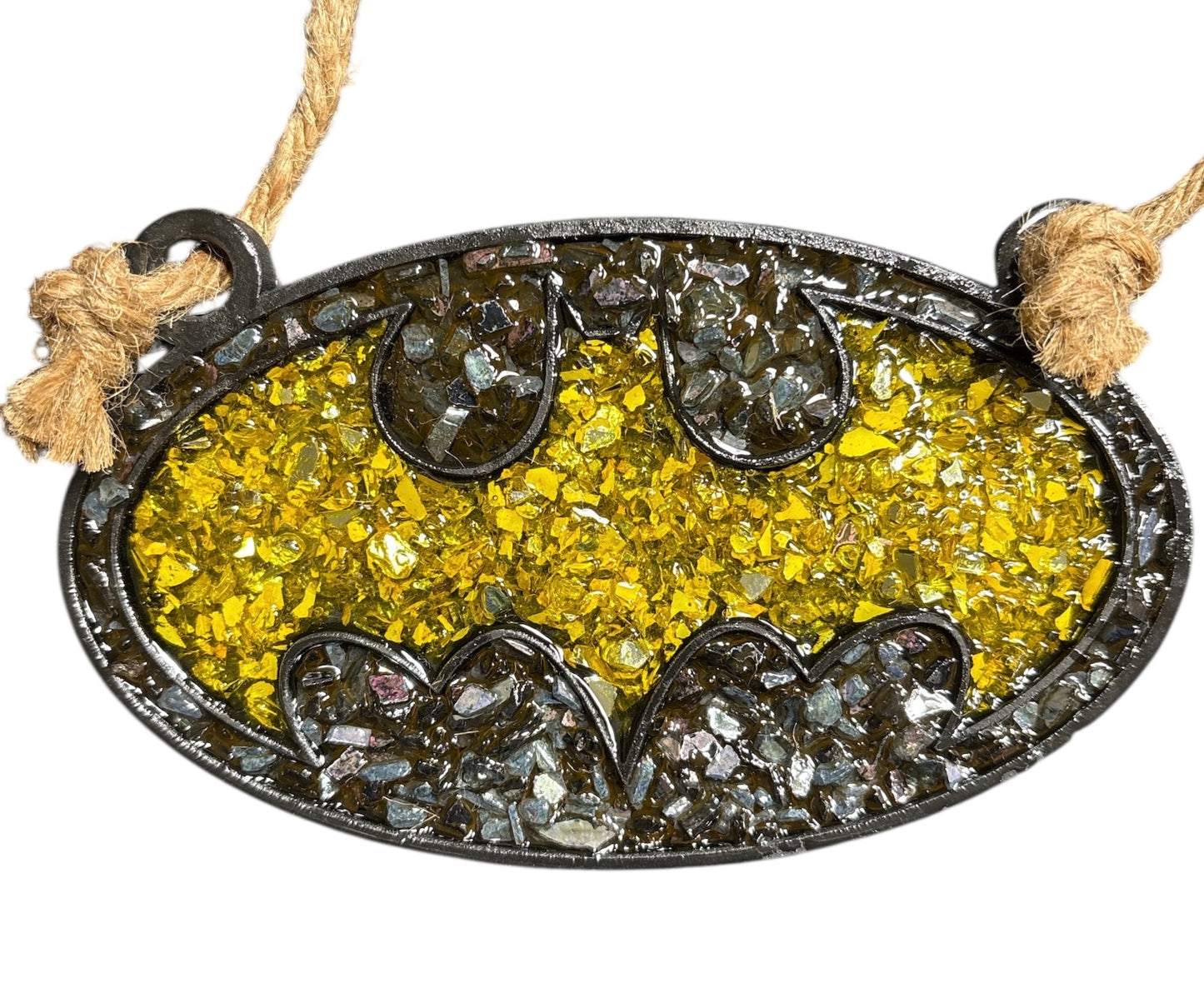 Bat Man Crushed Glass Sun Catcher