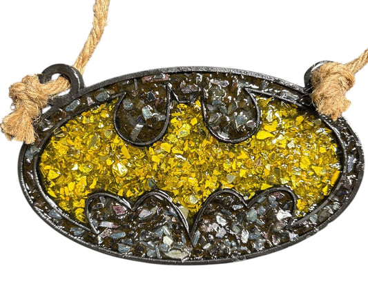 Bat Man Crushed Glass Sun Catcher