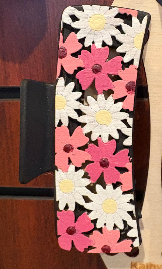 Pink & White Floral Hair Clip