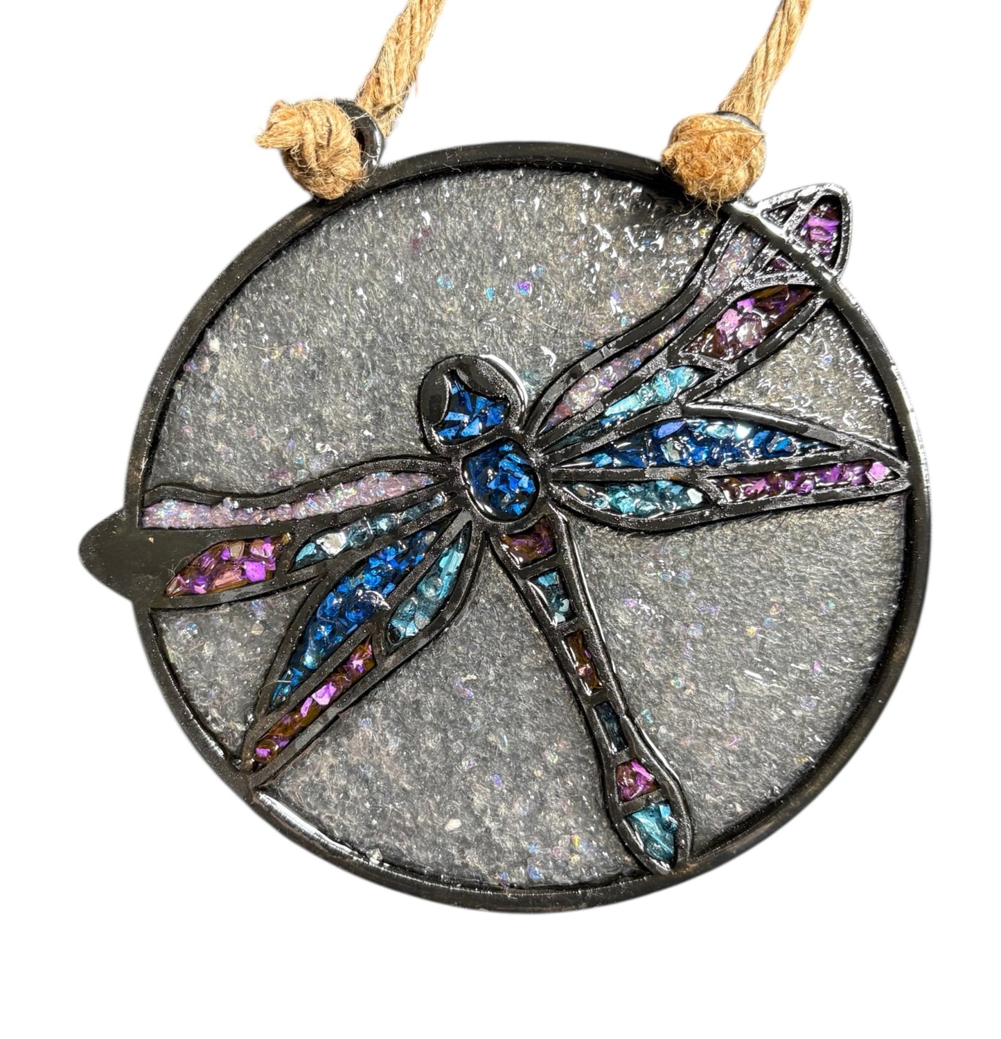Dragonfly Crushed Glass Sun Catcher