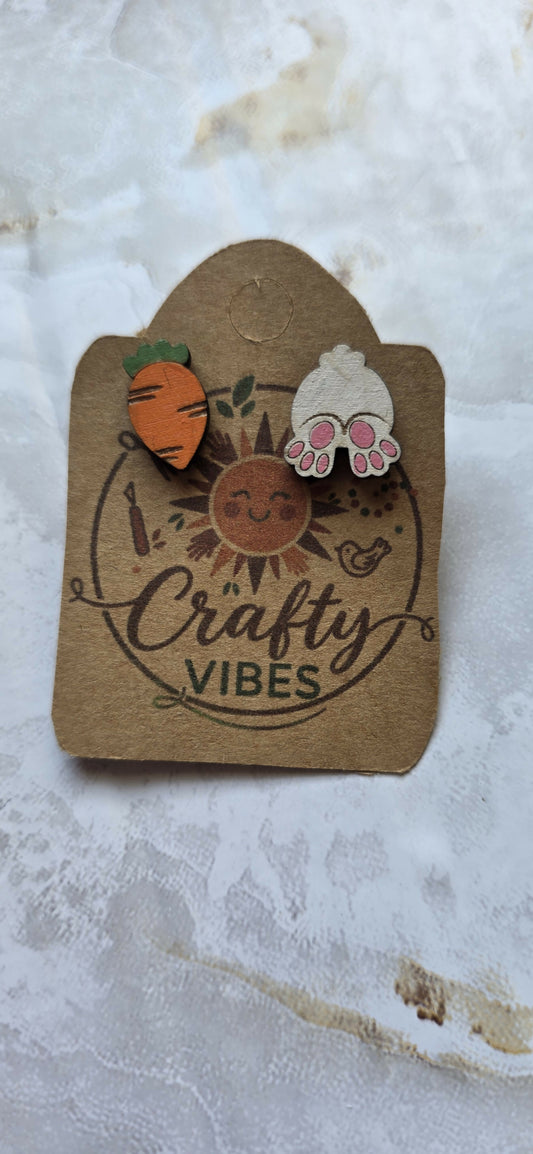 Carrot & Rabbit Stud Earrings