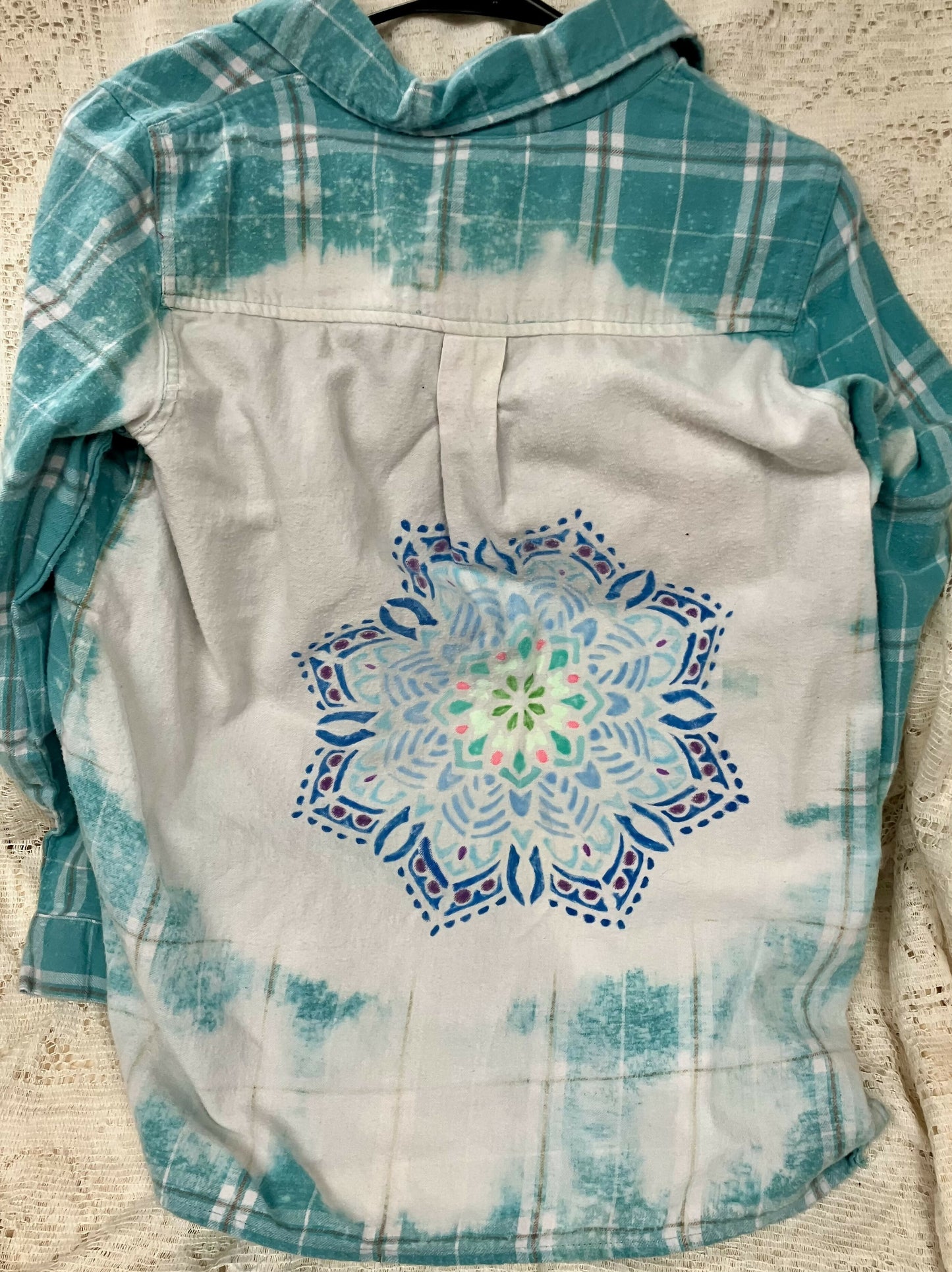 #3095 Hand bleached flannel lt blue