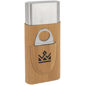 Laserable Leatherette Cigar Case with Cutter - engraved your design