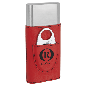 Laserable Leatherette Cigar Case with Cutter - engraved your design