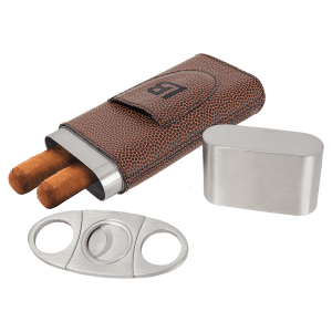Laserable Leatherette Cigar Case with Cutter - engraved your design