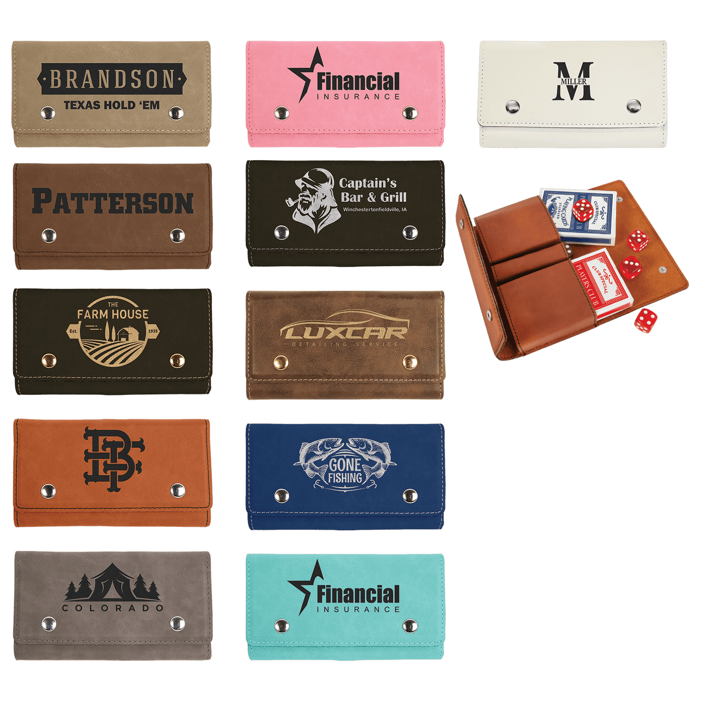 Leatherette Card and Dice Set