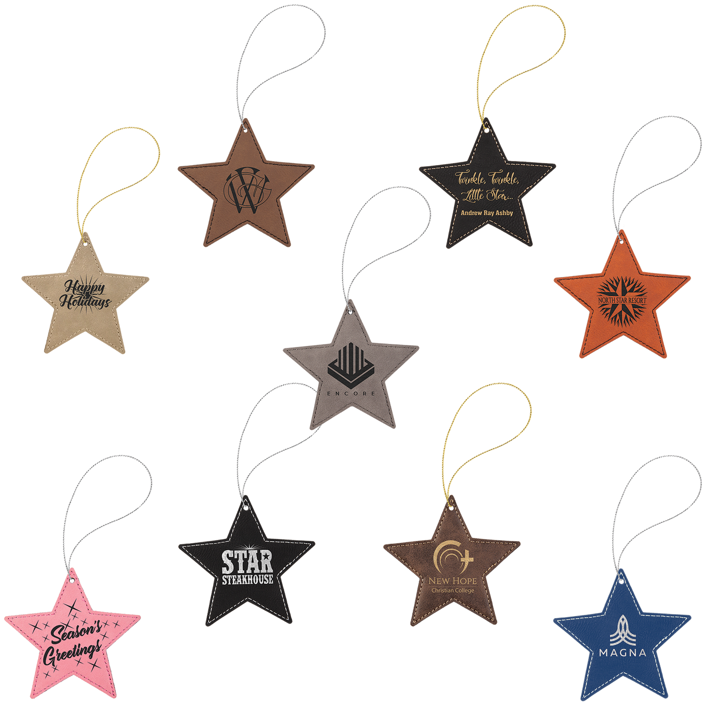 Leatherette Star Ornament - available in 9 colors