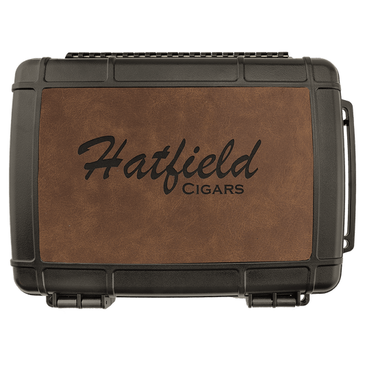 Travel Cigar Case - Laserable Leatherette, Creekside Collection, Dark Brown