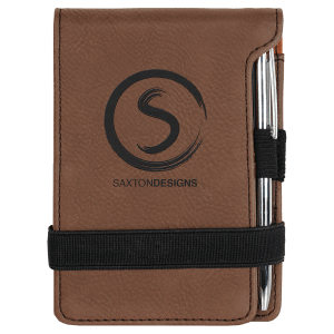 New Ross Logo Engraved - 3 1/4" x 4 3/4"  Laserable Leatherette Mini Notepad with Pen