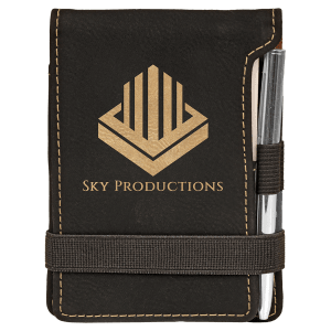 New Ross Logo Engraved - 3 1/4" x 4 3/4"  Laserable Leatherette Mini Notepad with Pen