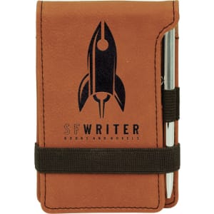 New Ross Logo Engraved - 3 1/4" x 4 3/4"  Laserable Leatherette Mini Notepad with Pen