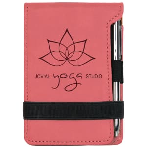 New Ross Logo Engraved - 3 1/4" x 4 3/4"  Laserable Leatherette Mini Notepad with Pen