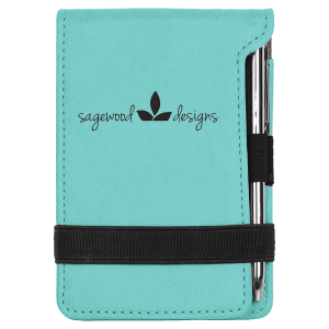 New Ross Logo Engraved - 3 1/4" x 4 3/4"  Laserable Leatherette Mini Notepad with Pen