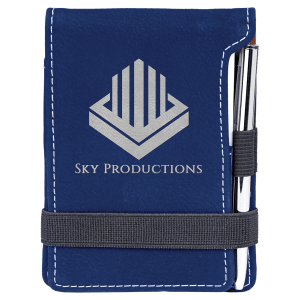New Ross Logo Engraved - 3 1/4" x 4 3/4"  Laserable Leatherette Mini Notepad with Pen