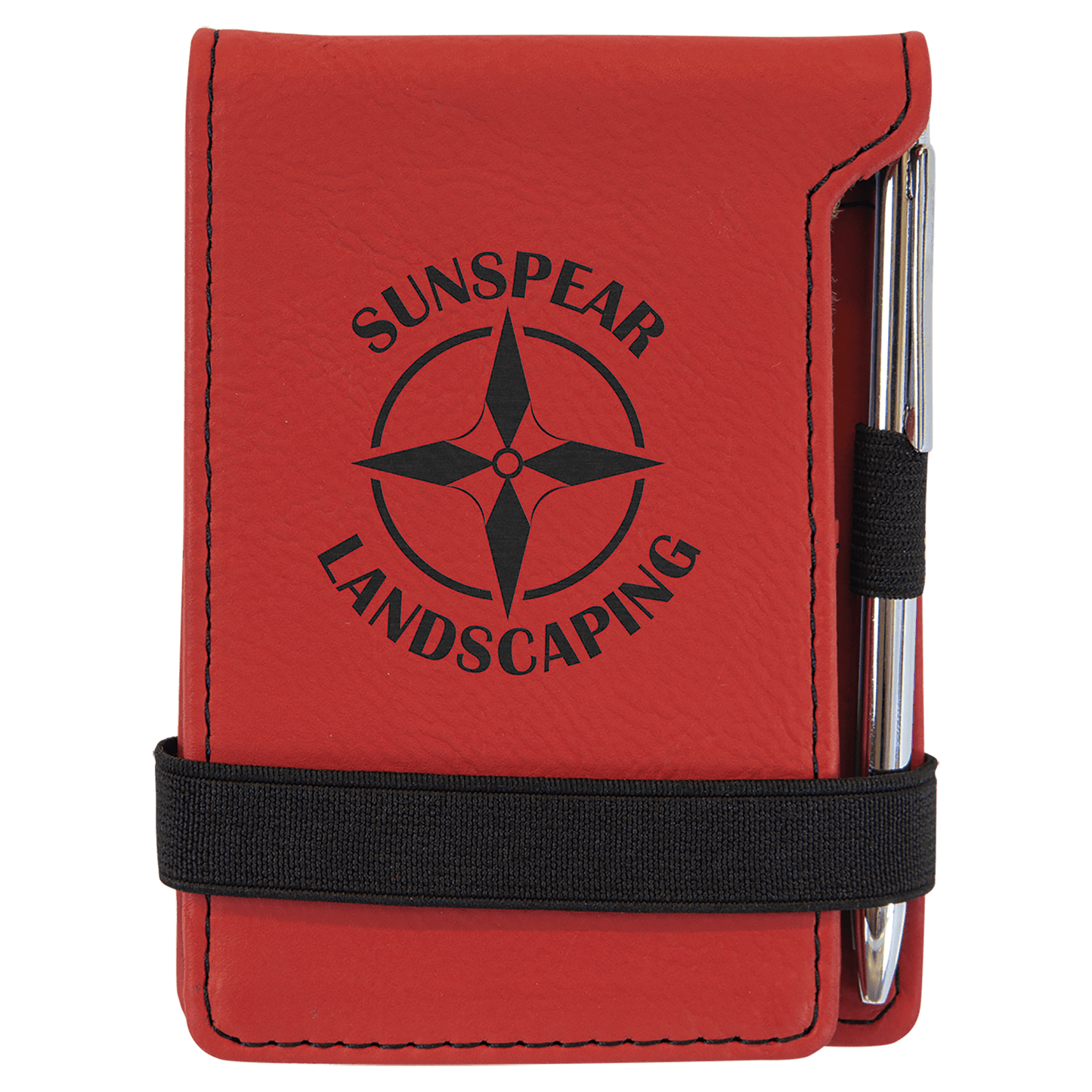 New Ross Logo Engraved - 3 1/4" x 4 3/4"  Laserable Leatherette Mini Notepad with Pen