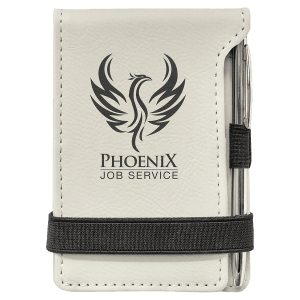 New Ross Logo Engraved - 3 1/4" x 4 3/4"  Laserable Leatherette Mini Notepad with Pen