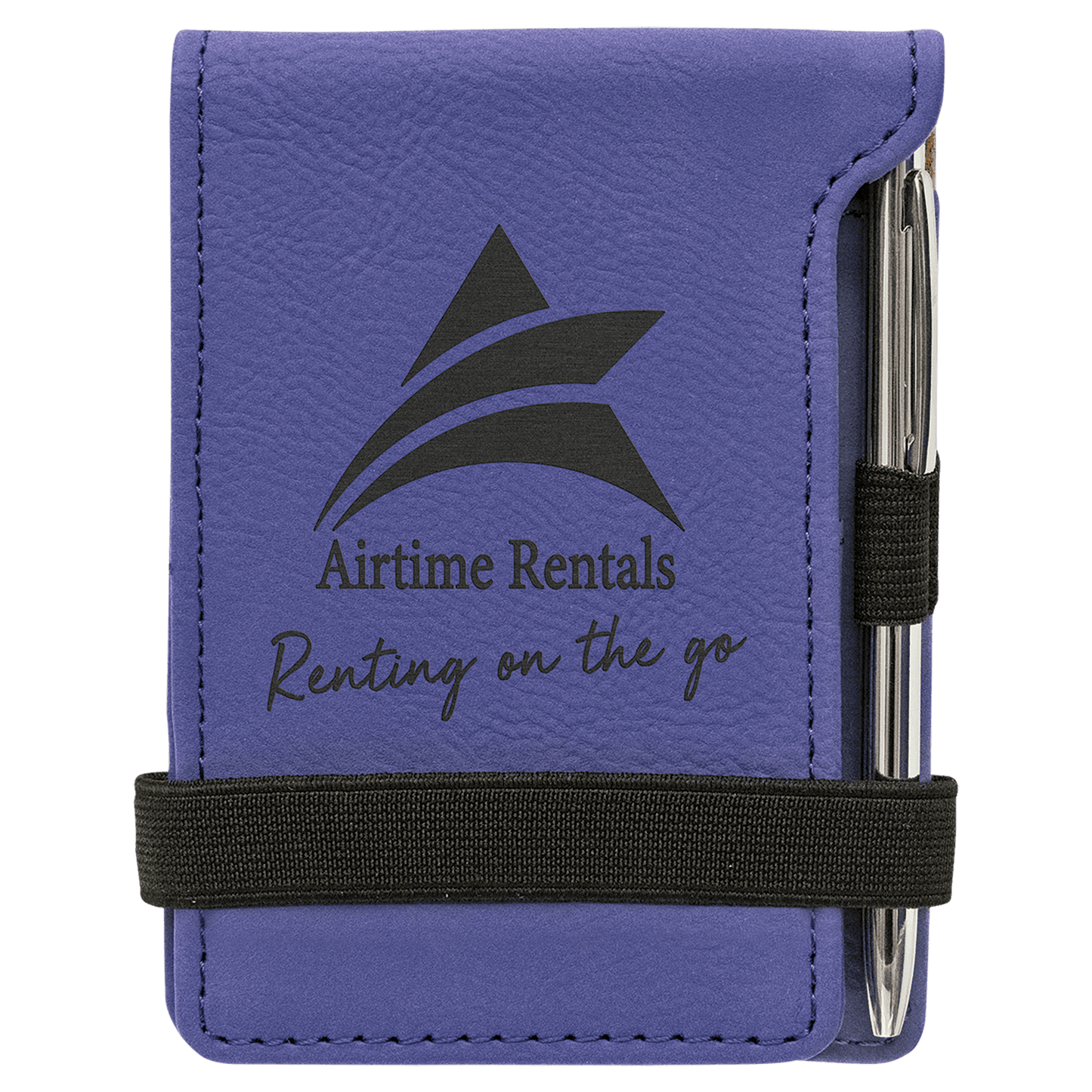 New Ross Logo Engraved - 3 1/4" x 4 3/4"  Laserable Leatherette Mini Notepad with Pen