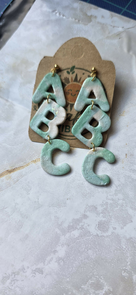 ABC Teal Stud Dangles