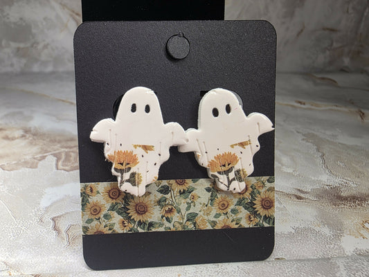 Sunflower Skirt Ghost Stud Earrings