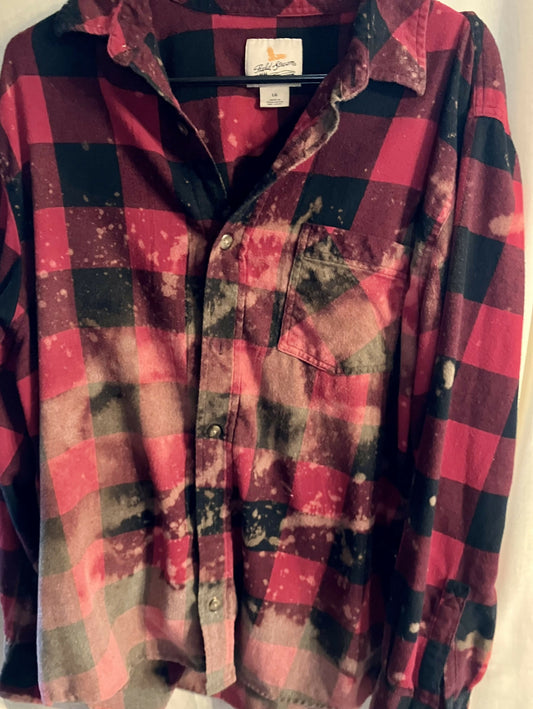 Hand Bleached Buffalo plaid Flannel #3003